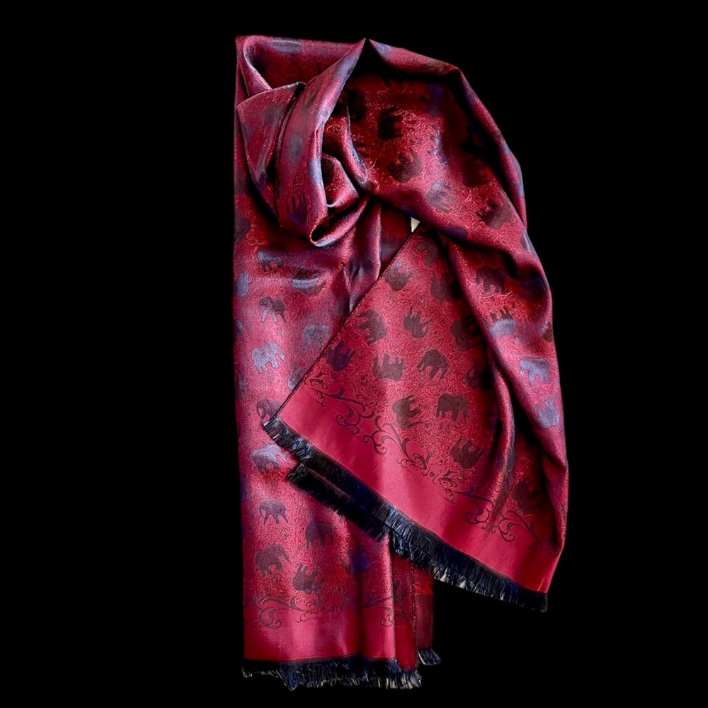 UNISEX SILK IRIDESCENT ELEPHANTS SCARF / RUNNER / WRAP / THROW - Picture 14 of 15